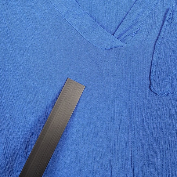 Mynah Womens Swim Coverup M Blue Long Sleeve V-Neck Cruise Beach 100% Rayon - Picture 11 of 15